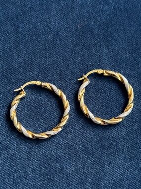 925 Sterling Silver Jewelry Two Tone
Italian Design Hoop Earrings